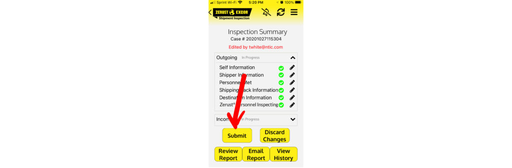 Creating an Outgoing Inspection